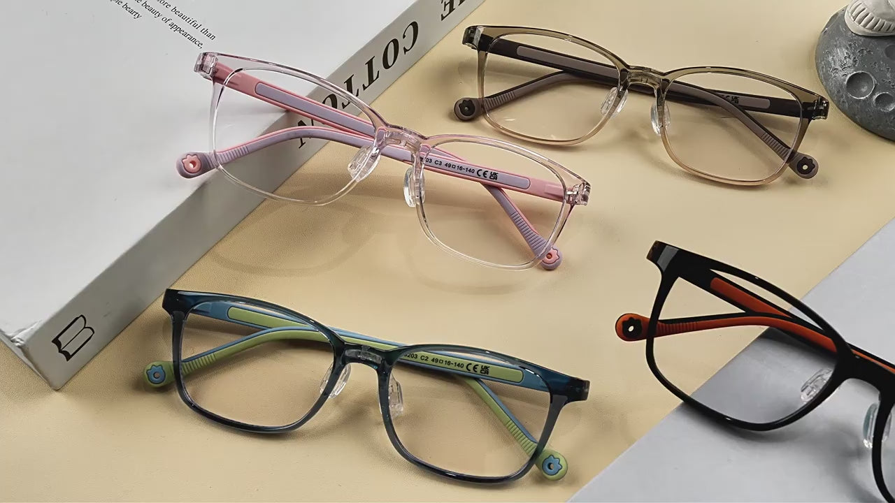 FOURGEM Kids Anti-Blue Light Square Eyeglasses Frames K8203