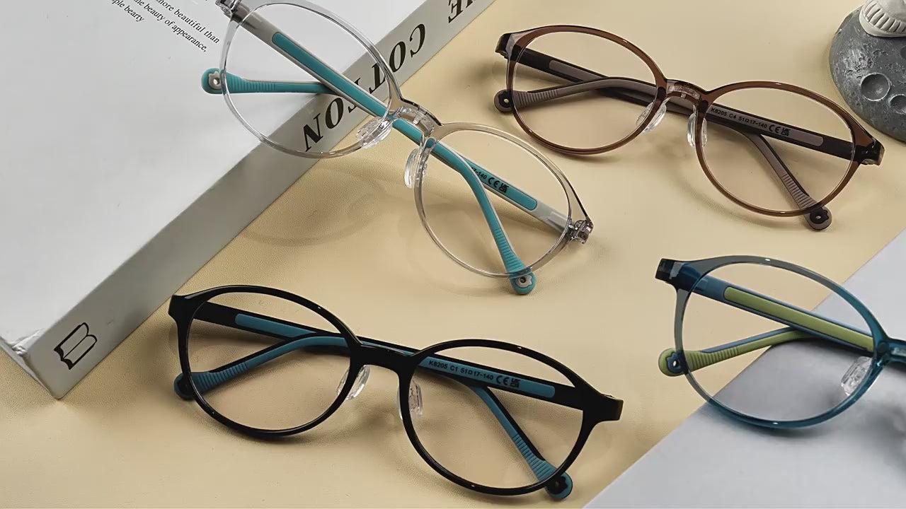 FOURGEM Kids Anti-Blue Light Oval Eyeglasses Frames K8205