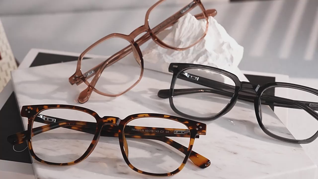FOURGEM Women Geometric TR90 & Acetate Square Eyeglass Frames TR4005-A