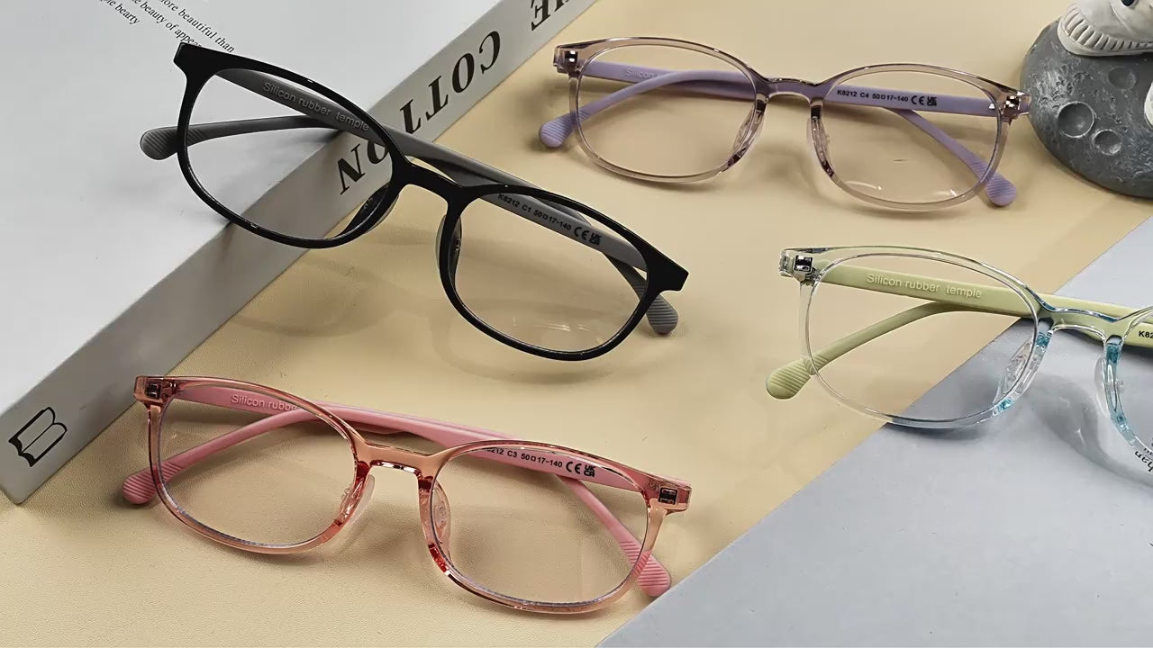 FOURGEM Kids Anti-Blue Light Oval Eyeglasses Frames K8212