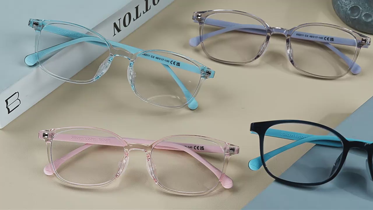 FOURGEM Girls Anti-Blue Light Oval Eyeglasses Frames K8211