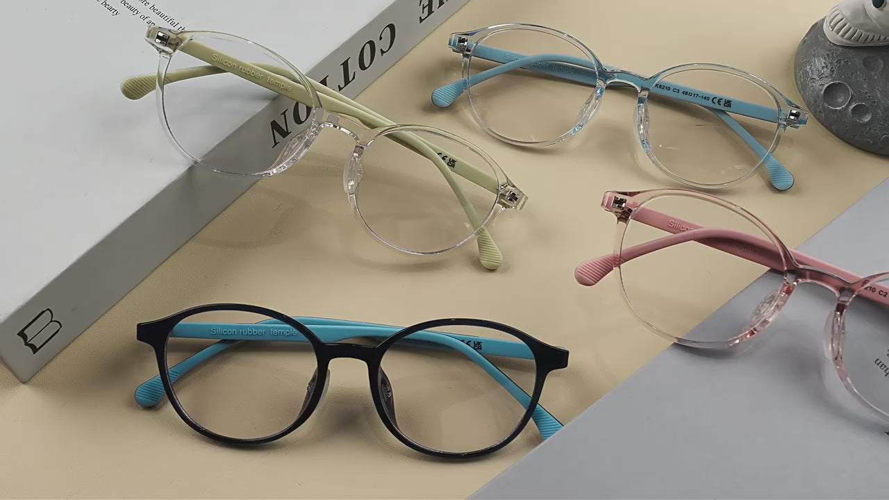 FOURGEM Kids Ultra-Light Anti-Blue Light Oval Eyeglasses Frames K8210
