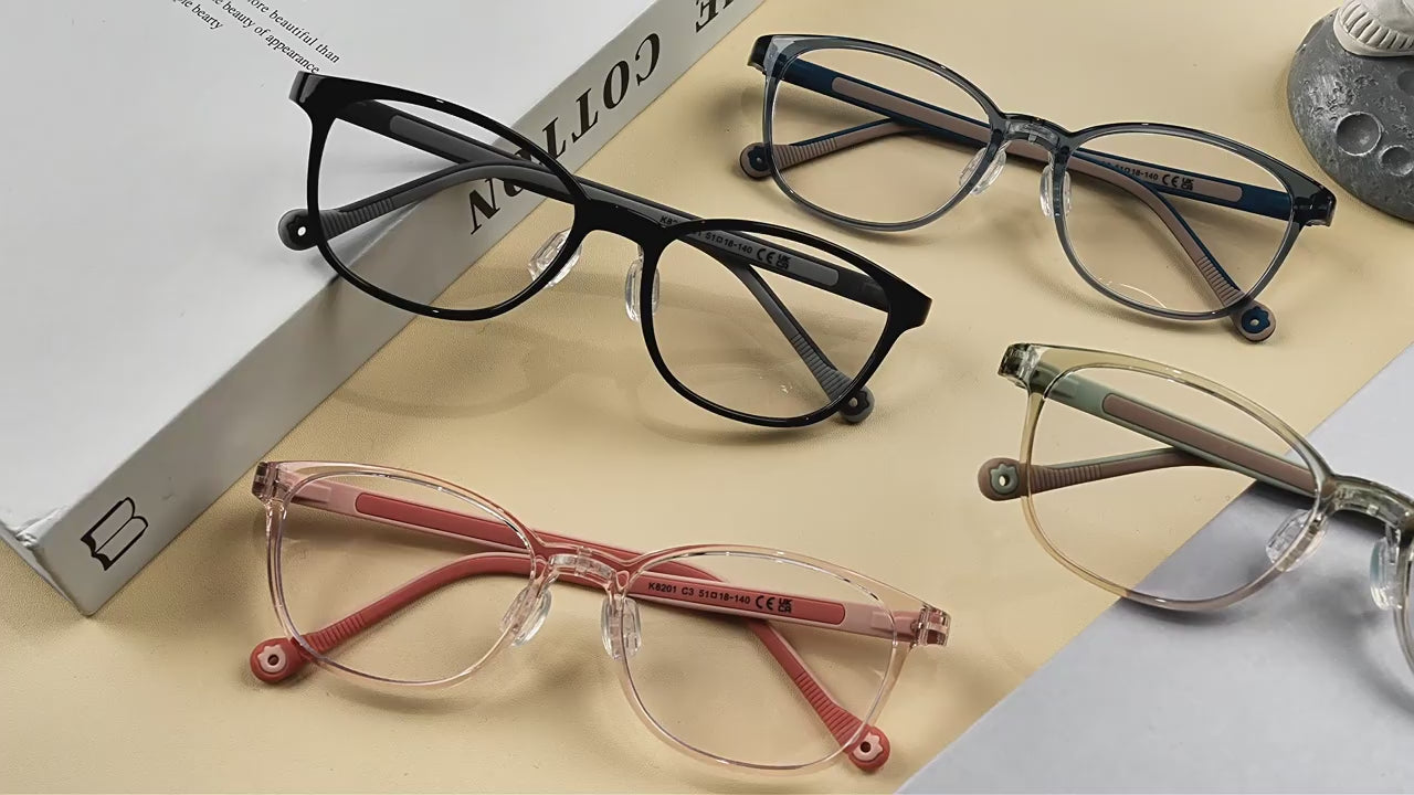 FOURGEM Kids Anti-Blue Light Oval Eyeglasses Frames K8201
